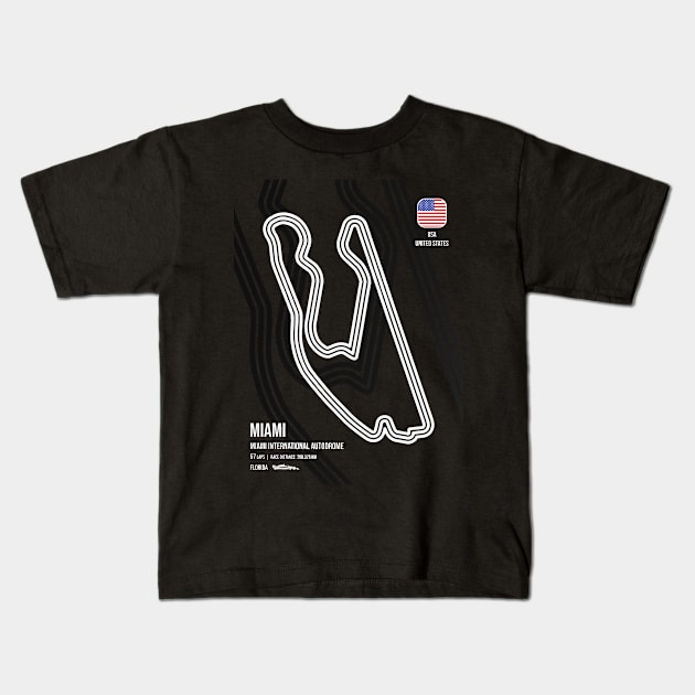 Miami Race Track (B&W) Kids T-Shirt by RaceCarsDriving